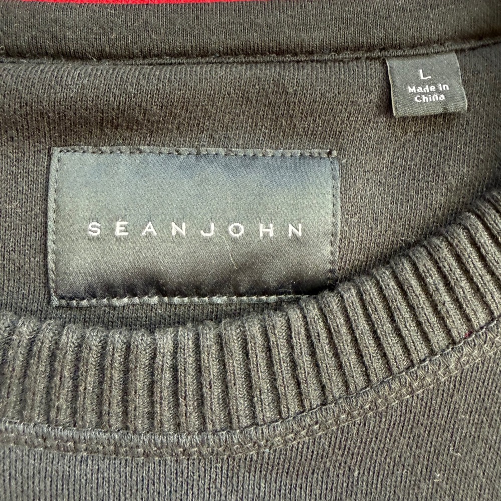 Sean John Mens Black Tiger Embroidered Crewneck Sweatshirt Large Studded Graphic - Picture 3 of 8